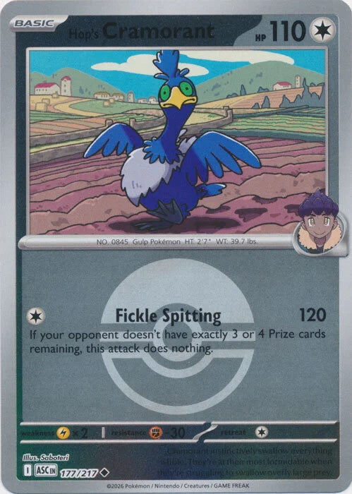 Ascended Heroes Hop’s Cramorant #177/217 Pokeball Reverse Holo